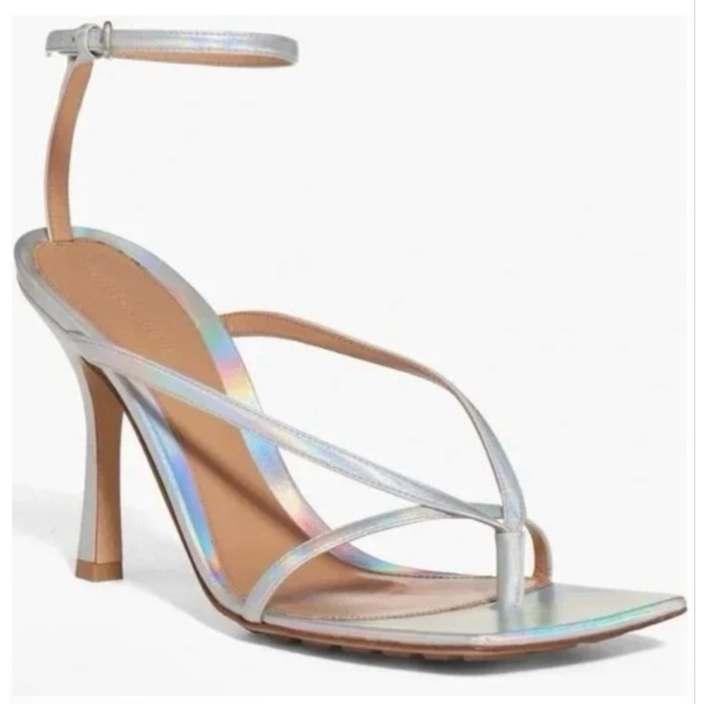 New Bottega Veneta Stretch Square Toe Sandals in Moon Drop 37/7